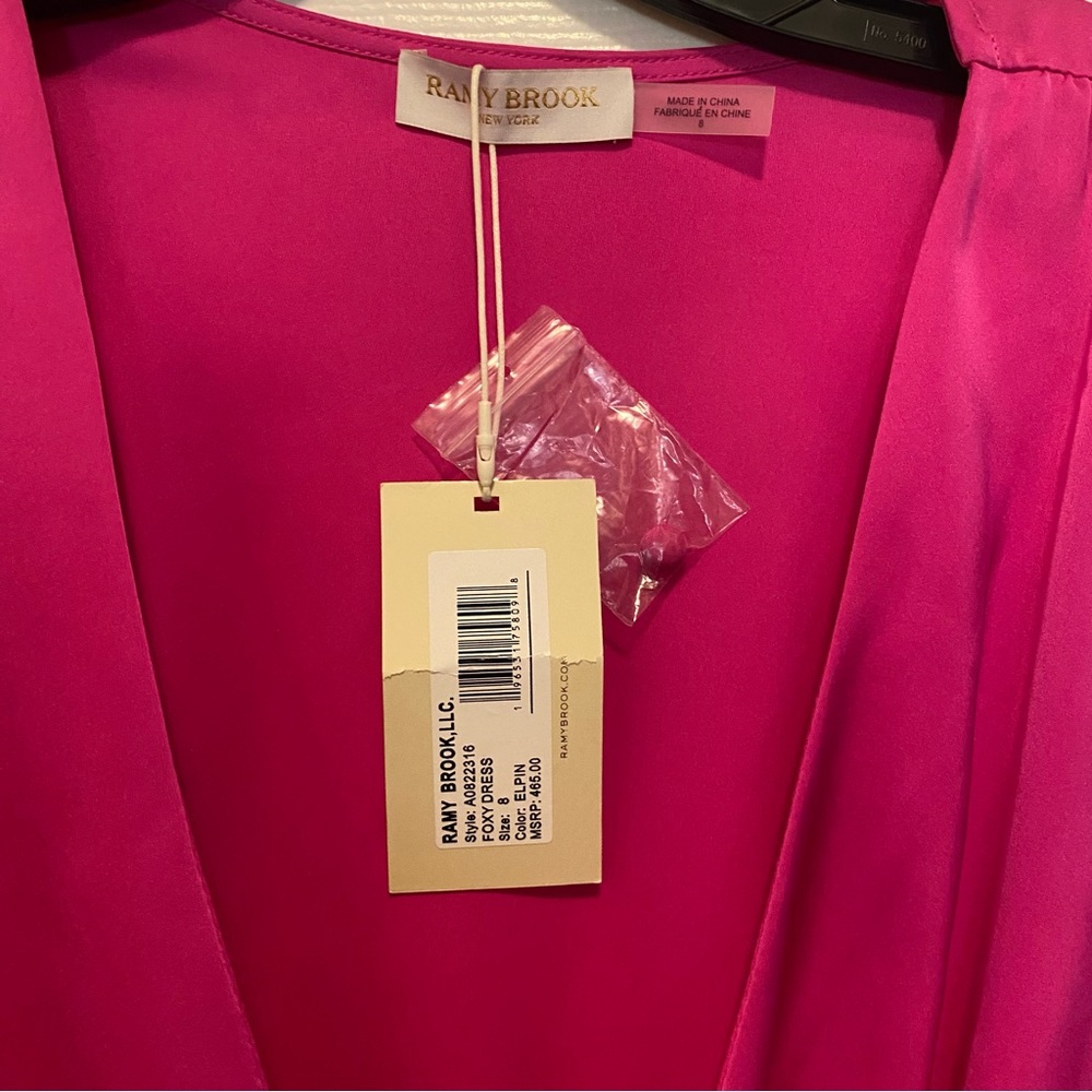 Ramy Brook “Foxy” Long‑Sleeve Mini Dress – Elpin (Electric Pink) – Size 8 – NWT - Picture 6 of 9